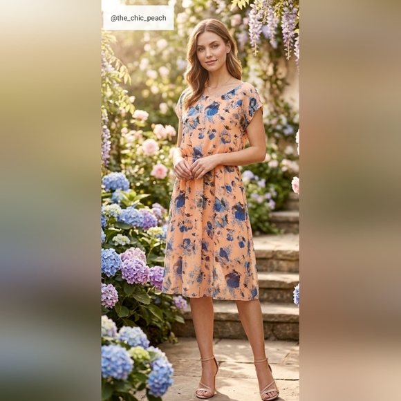 Lush Dresses & Skirts - 🌸 Lush Peach & Blue Floral Mini Dress — NWOT — Size S 🌸